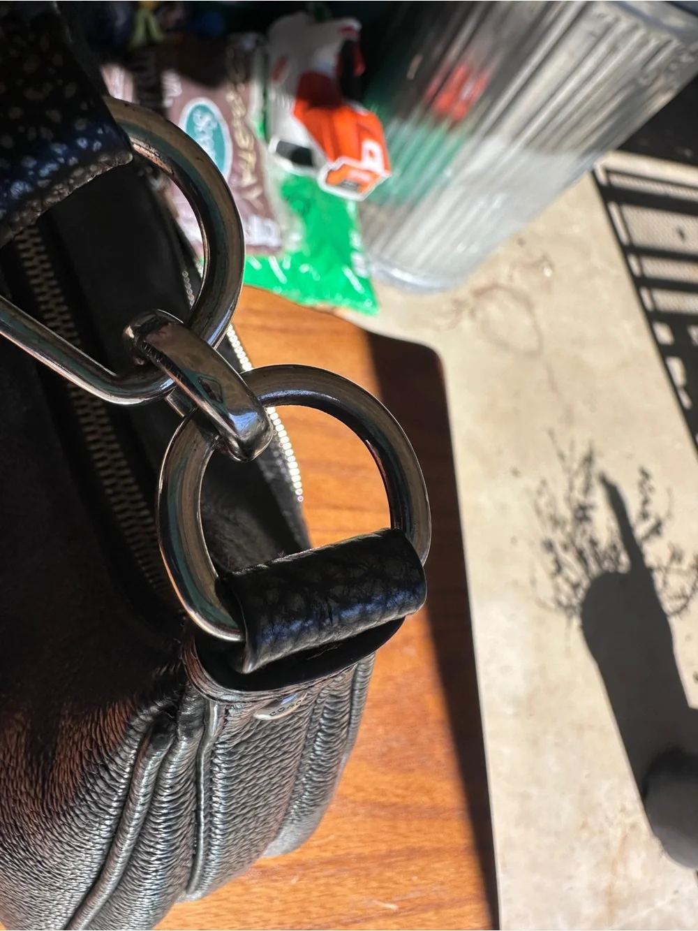 Coach Black Pebbled Leather Shoulder Bag with Silver Hardware